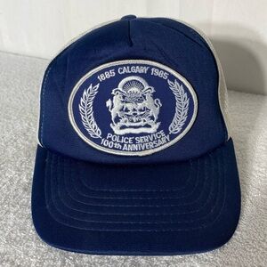 Vintage 1985 Navy Blue Calgary Police Service 100th Anniversary Trucker Hat